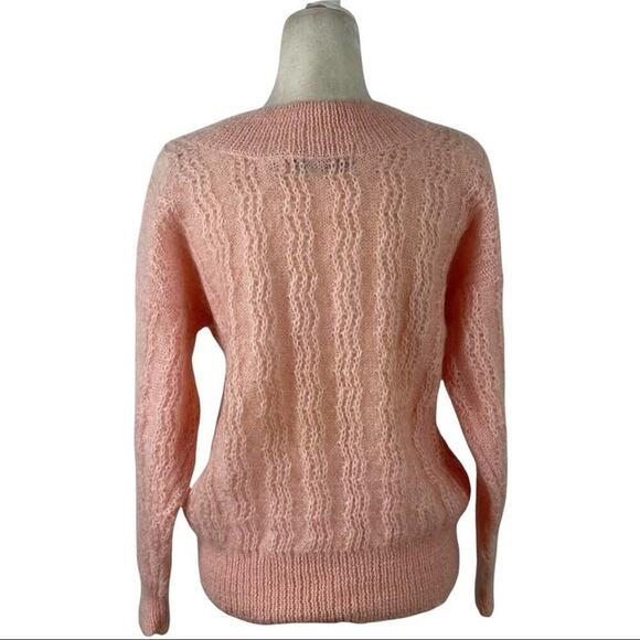 Vintage 80s Lowell & Whitney Kid Mohair Pullover Sweater Pink Size Medium - Picture 10 of 13